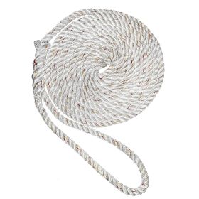 New England Ropes 3/4" Premium 3-Strand Dock Line - White w/Tracer - 50'