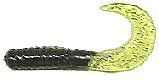 Action Bait 3in Curly Grubs (Option: 25pk Black Chartreuse)