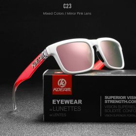 KDEAM Square Men's Polarized Sunglasses Outdoors Lifestyle Coating Sun Glasses New Matching Colors With Box (Lenses Color: C23 Mirrored Pink)