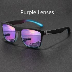 Fashion Vintage Polarized Square Sunglasses Men Women Fishing Driving Man Luxury Brand Designer Sun Glasses Retro Eyewear UV400 (Lenses Color: Purple)