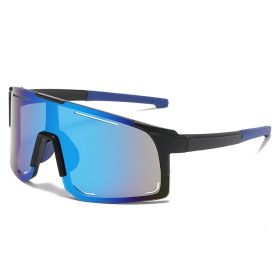 Sports Wrap Around Sunglasses For Women Men Large One Piece Sun Shades For Cycling Fishing Skiing Fashion Sun Glasses UV400 (Lenses Color: blue black)